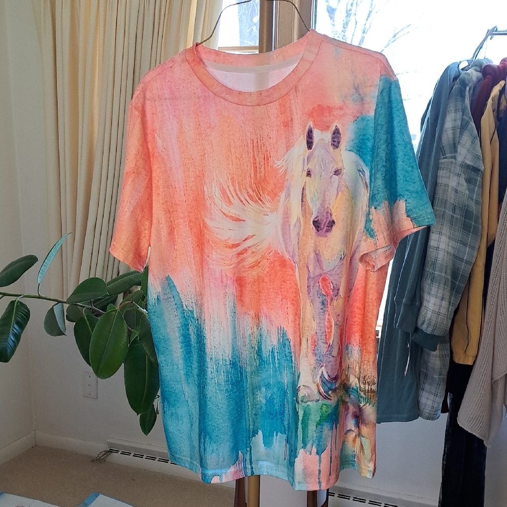 Tie-Dye Horse Graphic Tee - Multicolor